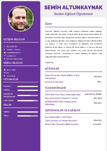 Beden Eğitimi Öğretmeni CV Örnekleri cv indir